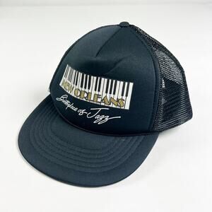 Vintage New Orleans Birthplace of Jazz black trucker hat